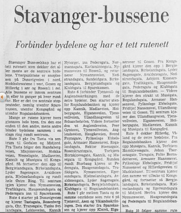 Bussruter i Stavanger og omegn 1974