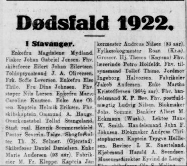 Dødsfall i 1922