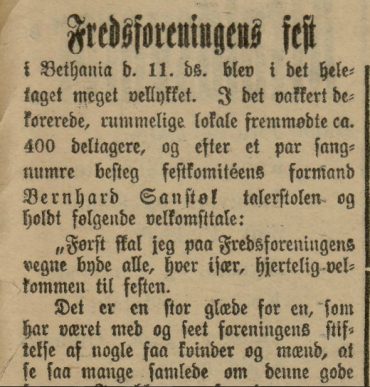 Stavanger Fredsforening siftet 19-11-1894.